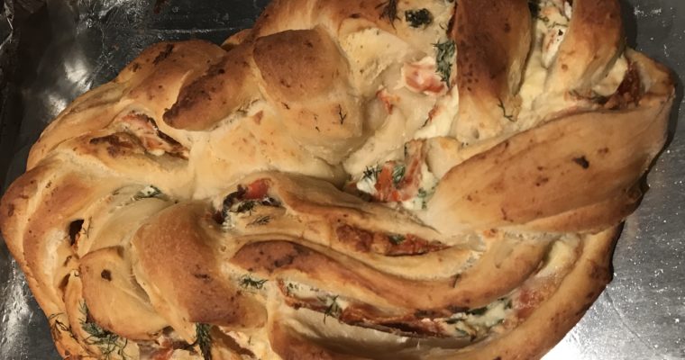 Savoury Twisty Bread w/ Salmon, Dill & Feta