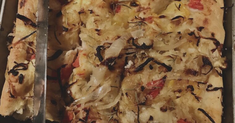 Caramelized Onion, Tomato, Rosemary Focaccia bread