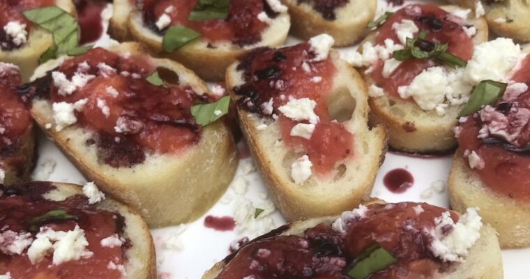 Crostini w/Cherry, Peaches & Goat Cheese